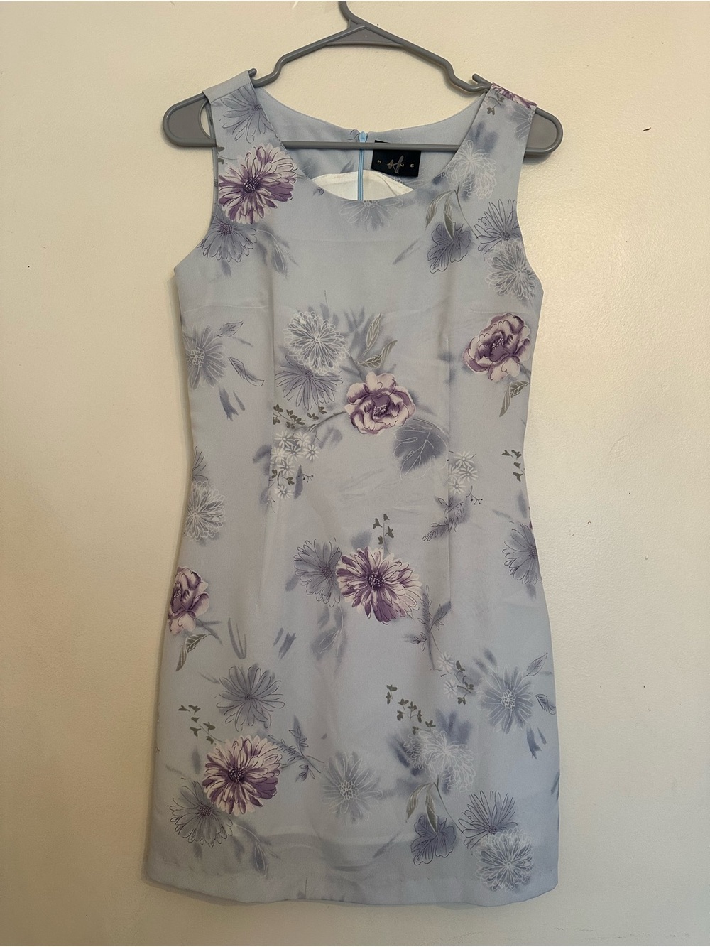 Vintage Sleeveless Lavender Floral Mini Dress